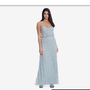 Adrianna Papell Blue Sequin Maxi